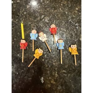 Vintage Cake Toppers Cupcake Angels Christmas Decoration Set of 7 Baking